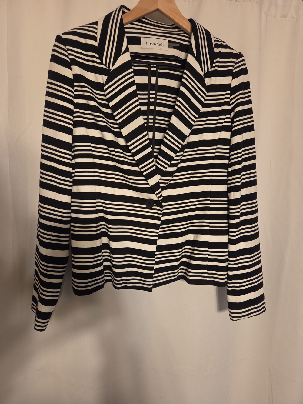 Calvin Klein Black and White Striped Blazer